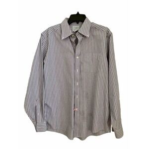LL Bean Shirt Blue Size Sz 15.5 Traditional Fit Wrinkle Free Striped Men